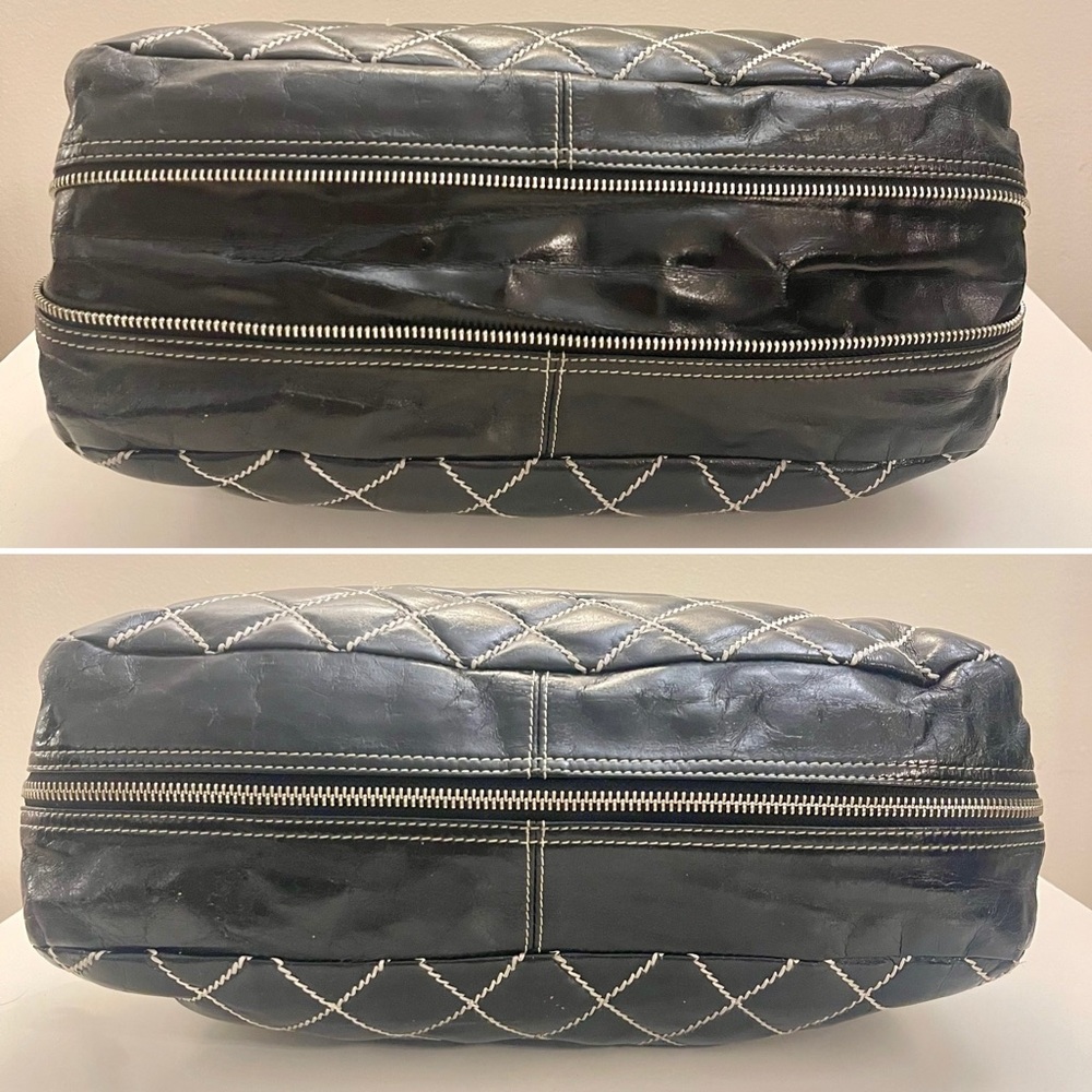 VINTAGE CHANEL Wild Stitch Expandable Zip-Around Frame Bag - Black Calfskin - Picture 3 of 10